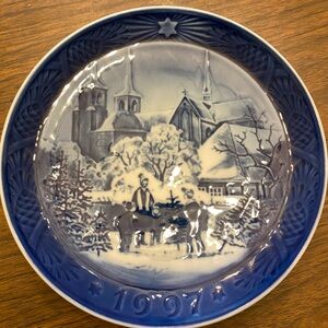 Blue Decorative Plate with Winter Scene 1997